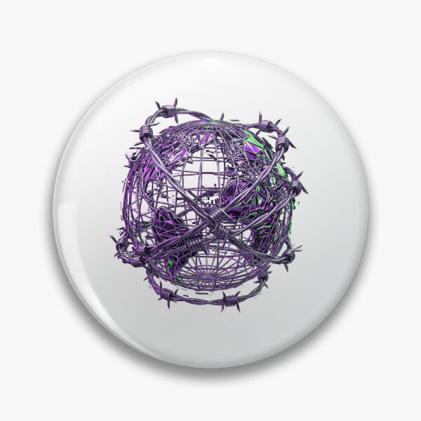 Item preview, Cyber Grunge Barbed Wire Globe | Futuristic Y2K Chrome World Graphic designed and sold by ohayozriva.