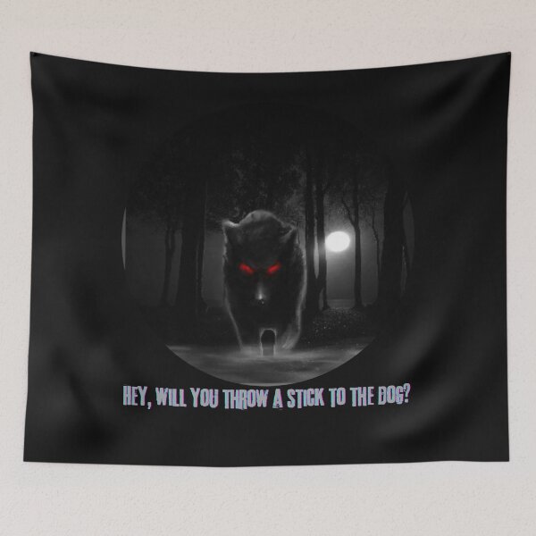 Item preview, Dark Wolf Humor Shirt – “Hey, Will You Throw a Stick to the Dog?” Gothic Wolf Tee designed and sold by ArthurShu.