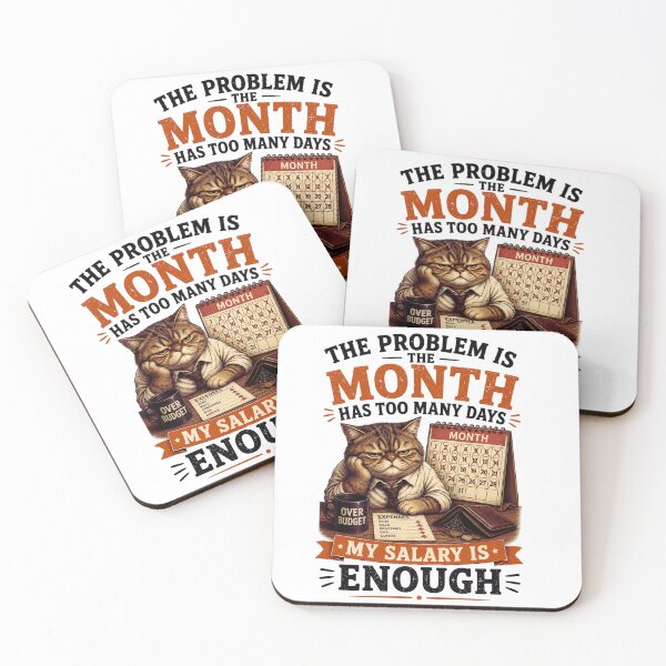 Item preview, The Problem Is The Month Has Too Many Days – My Salary Is "Enough" – Funny Sarcastic Broke Cat Shirt designed and sold by @SHINTOSARTSTORE.