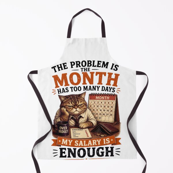 Item preview, The Problem Is The Month Has Too Many Days – My Salary Is "Enough" – Funny Sarcastic Broke Cat Shirt designed and sold by @SHINTOSARTSTORE.
