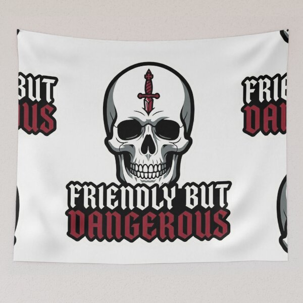 Item preview, FRIENDLY BUT DANGEROUS Skull Dagger Sticker | Dark Gothic Humor Art designed and sold by Ecocrushstudio.