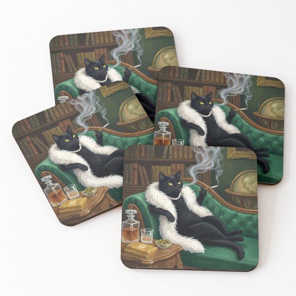 Item preview, Classy Black Cat with Cigarette Wall Art designed and sold by Eiwaprints.