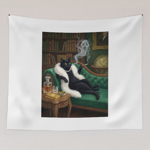 Item preview, Classy Black Cat with Cigarette Wall Art designed and sold by Eiwaprints.