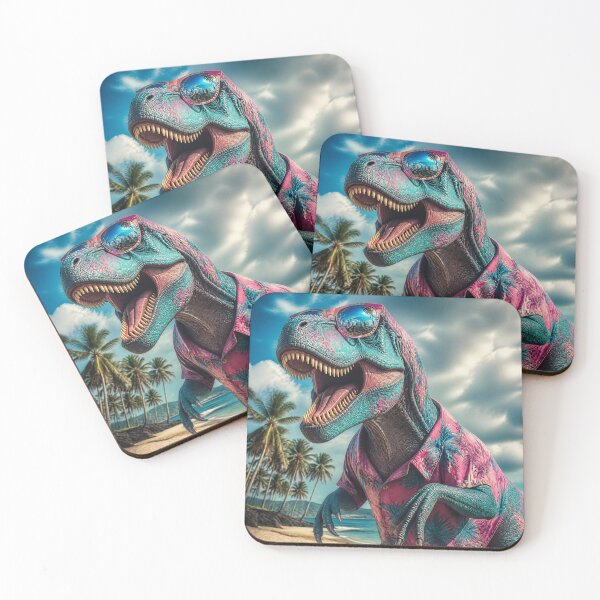 Item preview, Cool T-Rex in Hawaiian Shirt Tropical Beach Art designed and sold by AgnesB77.