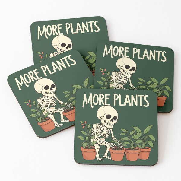 Item preview, More Plants Skeleton - Funny Cartoon Gardening Skull Art designed and sold by myforestfog.