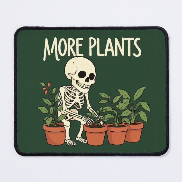 Item preview, More Plants Skeleton - Funny Cartoon Gardening Skull Art designed and sold by myforestfog.