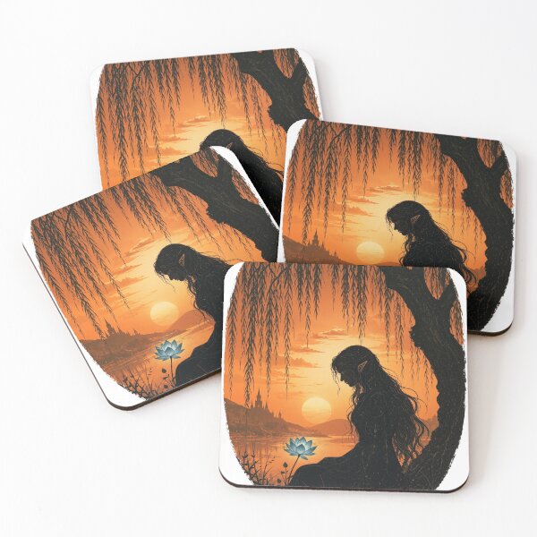 Item preview, Melancholic Elf Sunset Flower Fantasy Art designed and sold by artditisme.