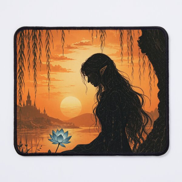 Item preview, Melancholic Elf Sunset Flower Fantasy Art designed and sold by artditisme.