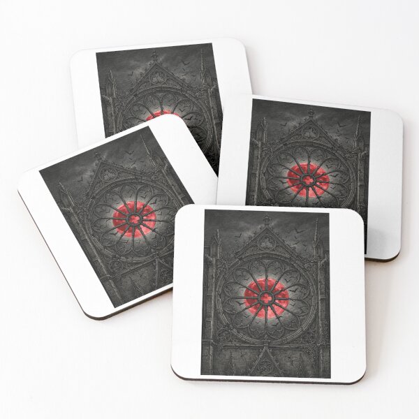 Item preview, Blood Moon Gothic Cathedral Window | Dark Academia Gothic Horror Art Print designed and sold by Jawscaristic.