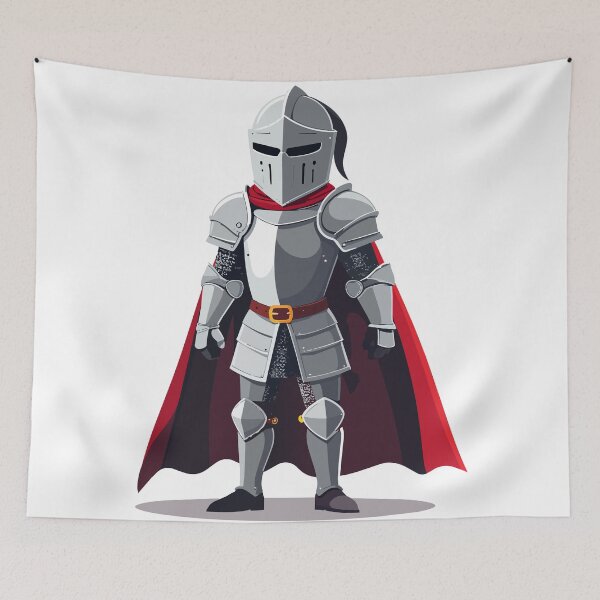 Item preview, Medieval Knight in Shining Armor Red Cape Fantasy Warrior Illustration designed and sold by PARINCREATE.