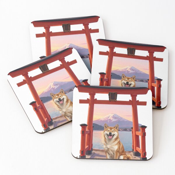 Item preview,  Shiba Inu at Torii Gate with Mount Fuji — Japan Sunset Travel Art designed and sold by CoolyJapan.