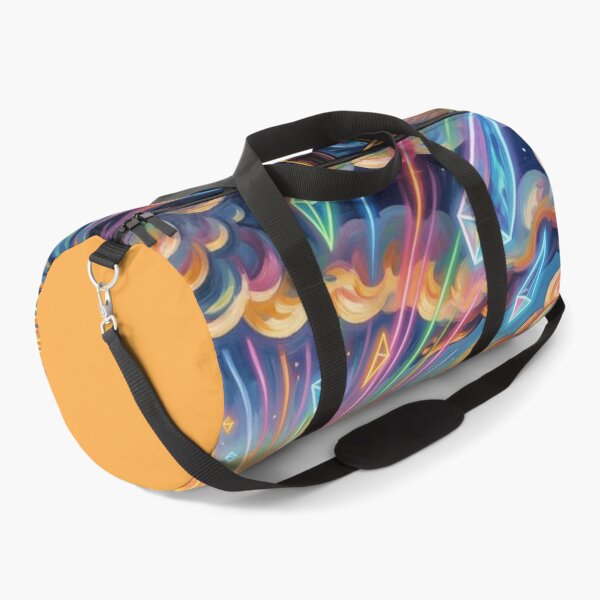 Item preview, Prismatic light scenes over the city – futuristic sailboats in the neon-colored evening sky designed and sold by FotoworldEdel.