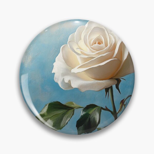 Item preview, White Rose Art, Elegant Single Rose Blue Background Floral Print designed and sold by daila70.