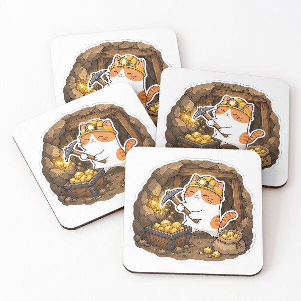 Item preview, Cute Orange Cat Gold Miner Kawaii Mining Adventure Illustration designed and sold by NoopnyangStudio.