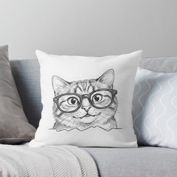 Item preview, Cute Smart Kitten with Glasses Hand Drawn Style designed and sold by abdelski.