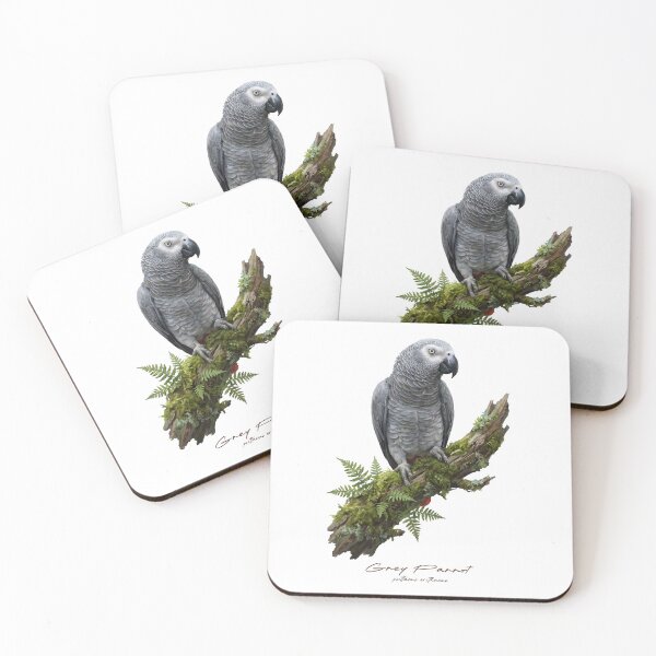 Item preview, Grey Parrot on Mossy Branch designed and sold by Takeda-art.