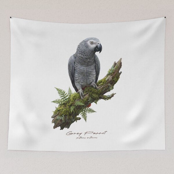 Item preview, Grey Parrot on Mossy Branch designed and sold by Takeda-art.