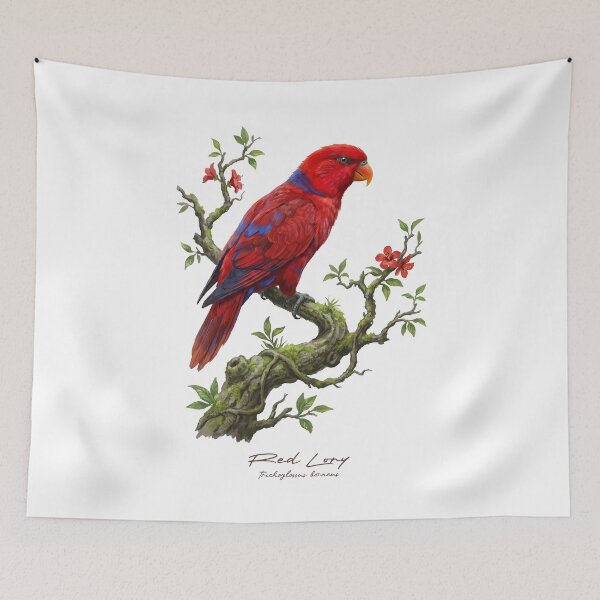 Item preview, Red Lory on Rustic Flowery Branch designed and sold by Takeda-art.