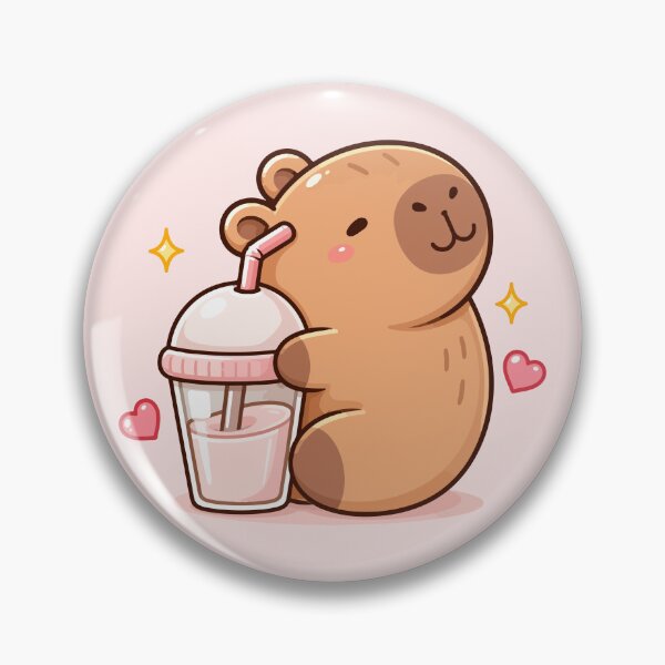 Item preview, Capybara Drinking Kawaii Cartoon designed and sold by ChosmahDrawing.