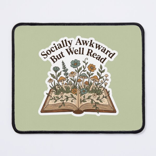 Item preview, Socially Awkward But Well Read — Cottagecore Floral Bookworm designed and sold by quackynaut.
