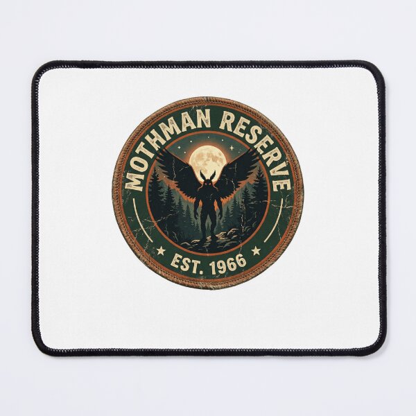 Item preview, Mothman Reserve Vintage Cryptid Badge Shirt | Retro Paranormal Forest Moon Design | Mothman EST 1966 designed and sold by mounirdosin.