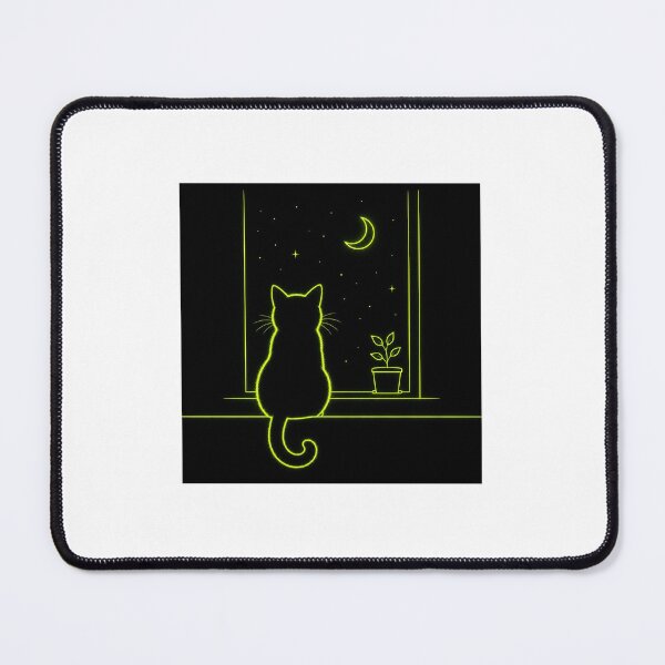 Item preview, Neon Lime Cat Watching The Moon designed and sold by LovelyCatGalaxy.