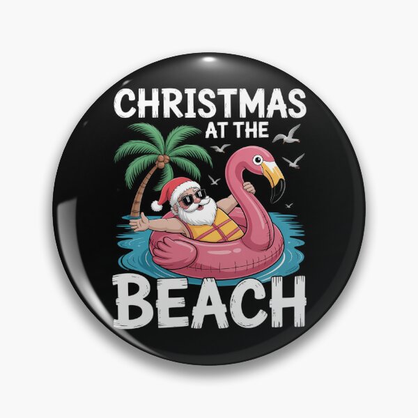 Artikelvorschau, Flamingo-Schwimminsel, Weihnachtsmann, Weihnachten am Strand entworfen und verkauft von sailorjessiArt.