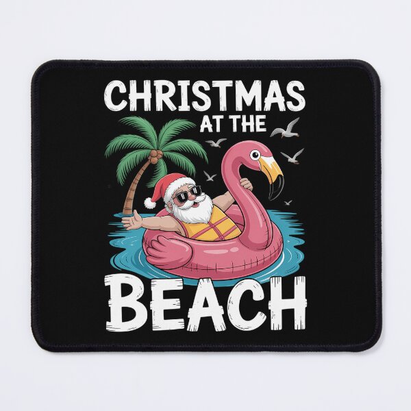 Item preview, Flamingo Float Santa Claus Christmas at The Beach designed and sold by sailorjessiArt.