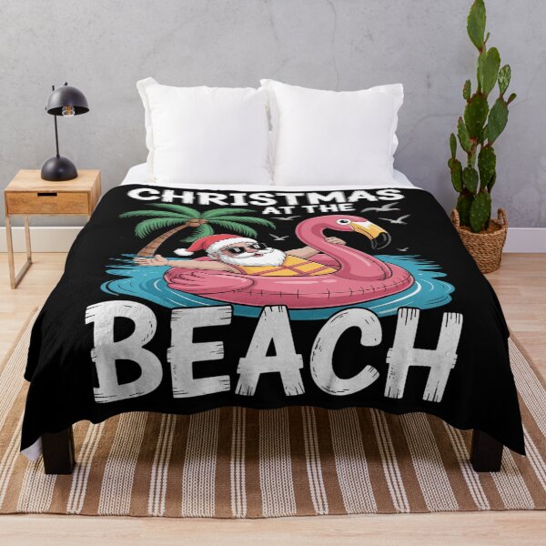 Item preview, Flamingo Float Santa Claus Christmas at The Beach designed and sold by sailorjessiArt.