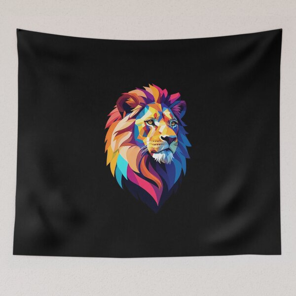 Item preview, Colorful Geometric Lion Portrait | Vibrant Abstract Wildlife Art Design designed and sold by ZanyPaintbrush.