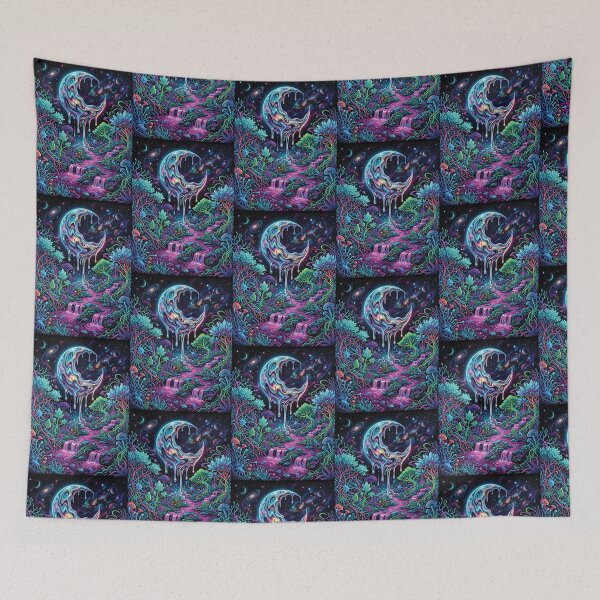 Item preview, Psychedelic Cosmic Moon Fantasy Art Shirt, Neon Galaxy Dreamscape Tee, Trippy Celestial Nature Graphic, Surreal Spacecore Aesthetic Shirt, Vibrant Psychedelic Moon Artwork designed and sold by KAYJAY DESIGNS.