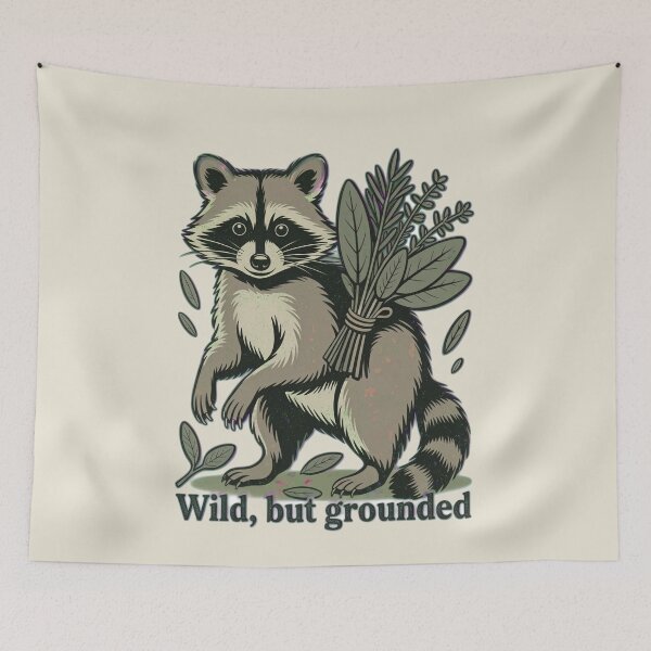 Item preview, Wild But Grounded Vintage Raccoon Botanical Art. designed and sold by AlexandraSand.