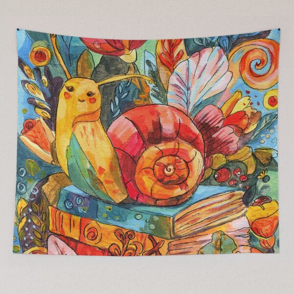 Item preview, Whimsical Snail Book Lover Art | Cottagecore Dopamine Decor designed and sold by AlisaArtDecor.