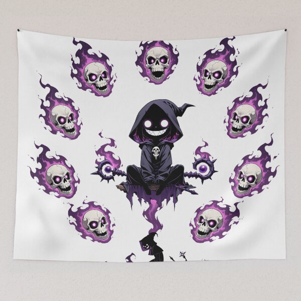 Item preview, Chibi Shadow Summoner | Dark Fantasy Necromancer with Spirit Skulls designed and sold by TattooDrive.