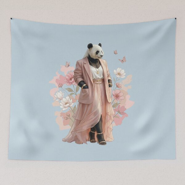 Item preview, Elegant Panda Blossom Fashion Illustration designed and sold by MegaNovaArt.