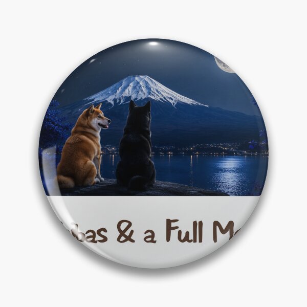 Item preview,  柴犬と満月 — Two Shibas and Mount Fuji Full Moon Japan Night Art designed and sold by CoolyJapan.