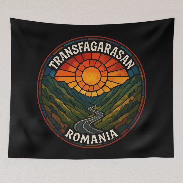 Item preview, Transfagarasan Romania Retro Stained Glass Travel designed and sold by TomFrontierArt.