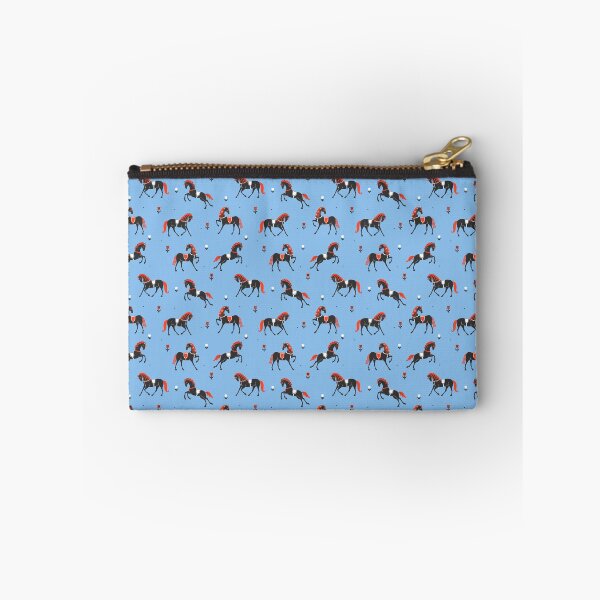 Item preview, stylized black horses on a blue background designed and sold by burbura.
