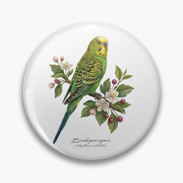 Item preview, Budgerigar Parrot on Rustic Flowery Branch designed and sold by Takeda-art.