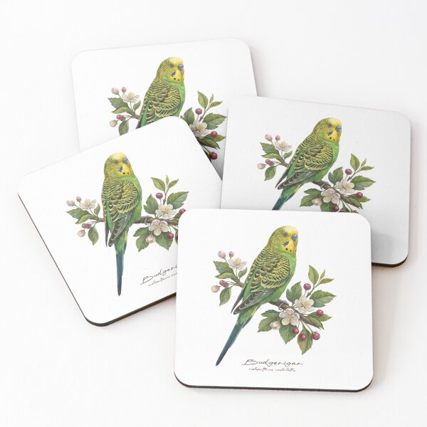 Item preview, Budgerigar Parrot on Rustic Flowery Branch designed and sold by Takeda-art.