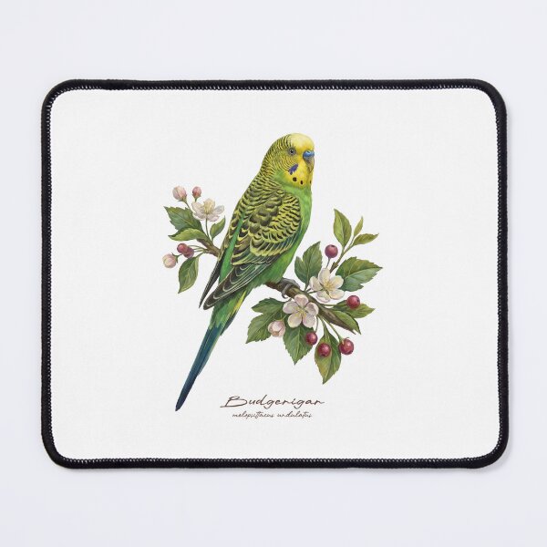 Item preview, Budgerigar Parrot on Rustic Flowery Branch designed and sold by Takeda-art.