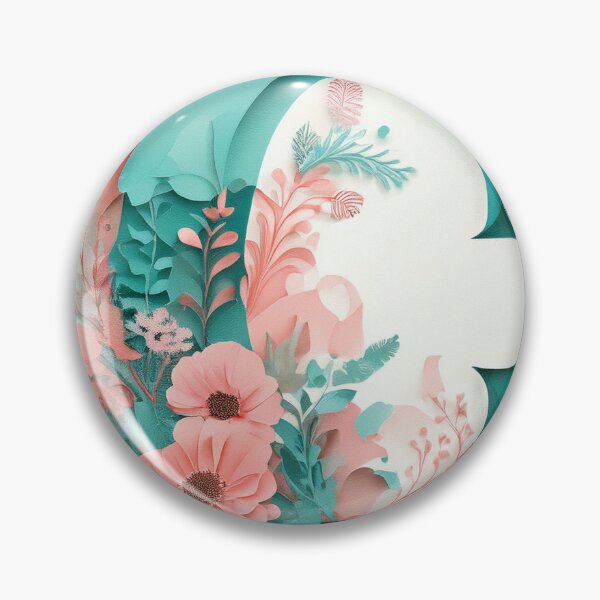 Item preview, Letter C initial, pink and teal monogram floral botanicals watercolor painting abstract style, flowers and leaves, neutral pastel colors designed and sold by navitalidesign.