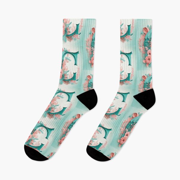 Item preview, Letter C initial, pink and teal monogram floral botanicals watercolor painting abstract style, flowers and leaves, neutral pastel colors designed and sold by navitalidesign.