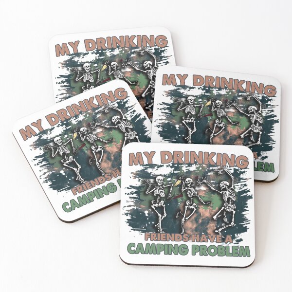 Item preview, My Drinking Friends Have a Camping Problem Skeleton Camping Funny Shirt designed and sold by NightSpell.