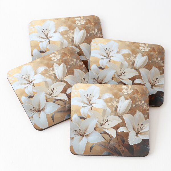 Item preview, White Lily Golden Art, Elegant Luxury Floral Gold Illustration designed and sold by daila70.