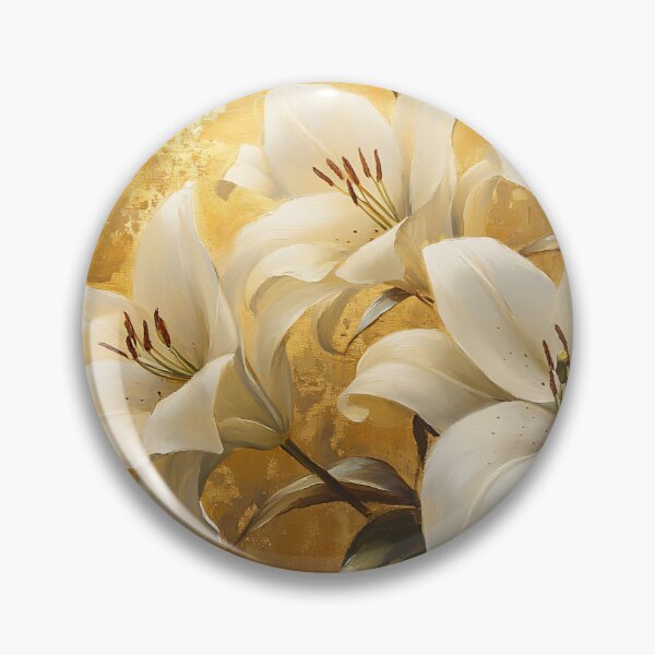 Item preview, White Lilies Gold Background Art, Elegant Opulent Floral Print designed and sold by daila70.
