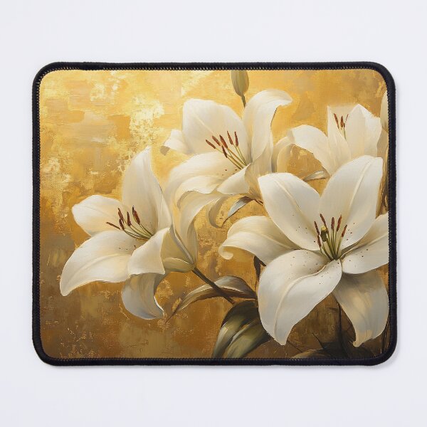 Item preview, White Lilies Gold Background Art, Elegant Opulent Floral Print designed and sold by daila70.