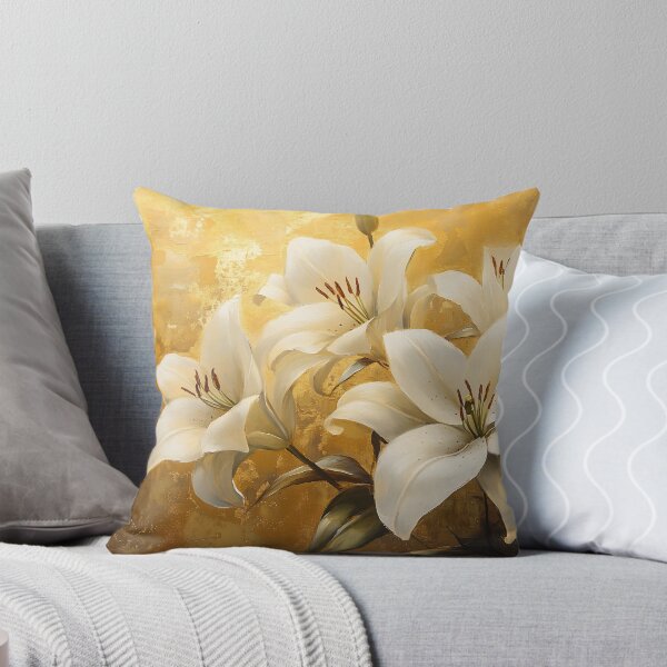 Item preview, White Lilies Gold Background Art, Elegant Opulent Floral Print designed and sold by daila70.