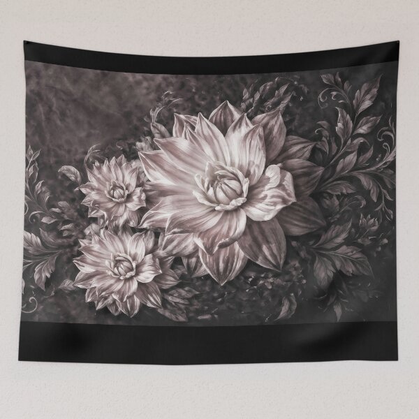 Item preview, Moody Dark Dahlia Floral Antique Vintage Botanical Pattern designed and sold by UCBrandDecor.