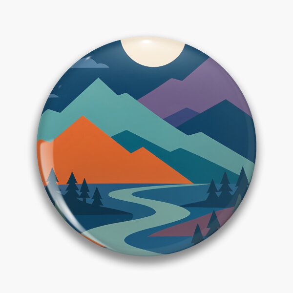 Item preview, Geometric Moonlit Mountains and River designed and sold by InkSmithery.